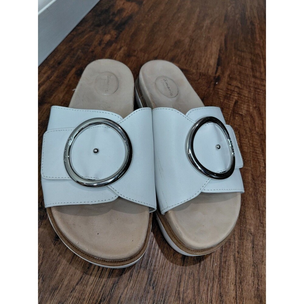 Tamaris Comfort White Nappa Sandals Women Size 37 - Picture 16 of 16
